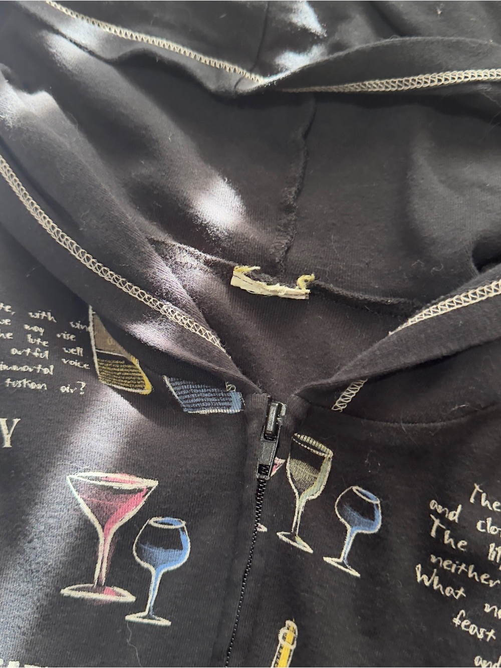 Y2K Wine Print Black Hooded Jacket - Unbranded - Picture 9 of 10
